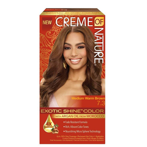 Creme of Nature Exotic Shine Color Medium Warm Brown 7.3 with Argan Oil from Morocco