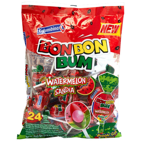 Colombina Bon Bon Bum Watermelon Lollipops 24st. 408g