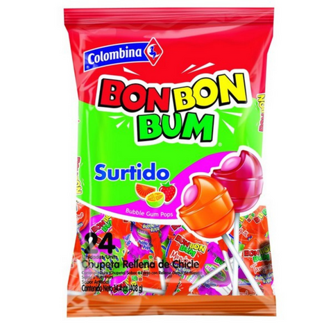 Colombina Bon Bon Bum Assorted Fruitmix Lollipops 24st. 408g
